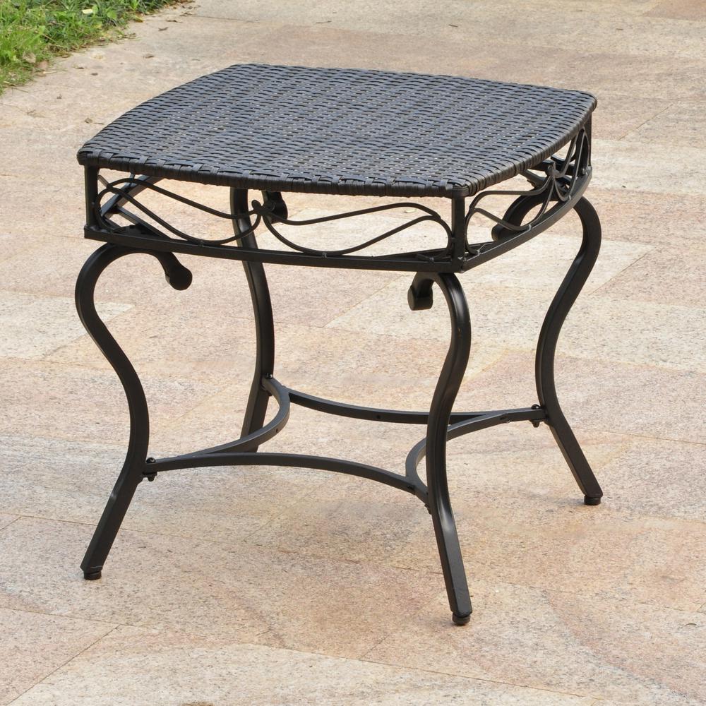 Valencia Resin Wicker/Steel Square Round Side Table. Picture 1