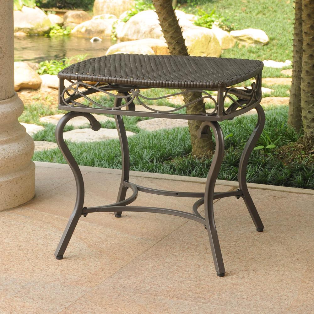 Valencia Resin Wicker/Steel Square Round Side Table. Picture 1
