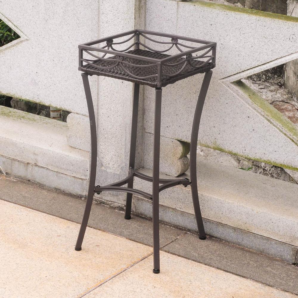 Valencia Resin Wicker/Steel Square Plant Stand. Picture 1