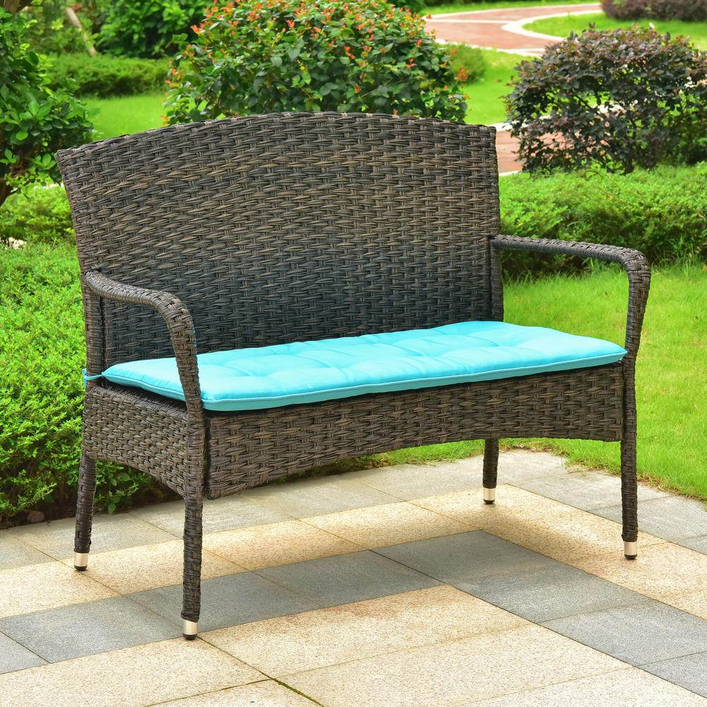 Majorca Resin Pandan Steel Loveseat with Cushions. Picture 1