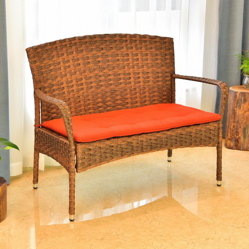 Majorca Resin Pandan Steel Loveseat with Cushions. Picture 1
