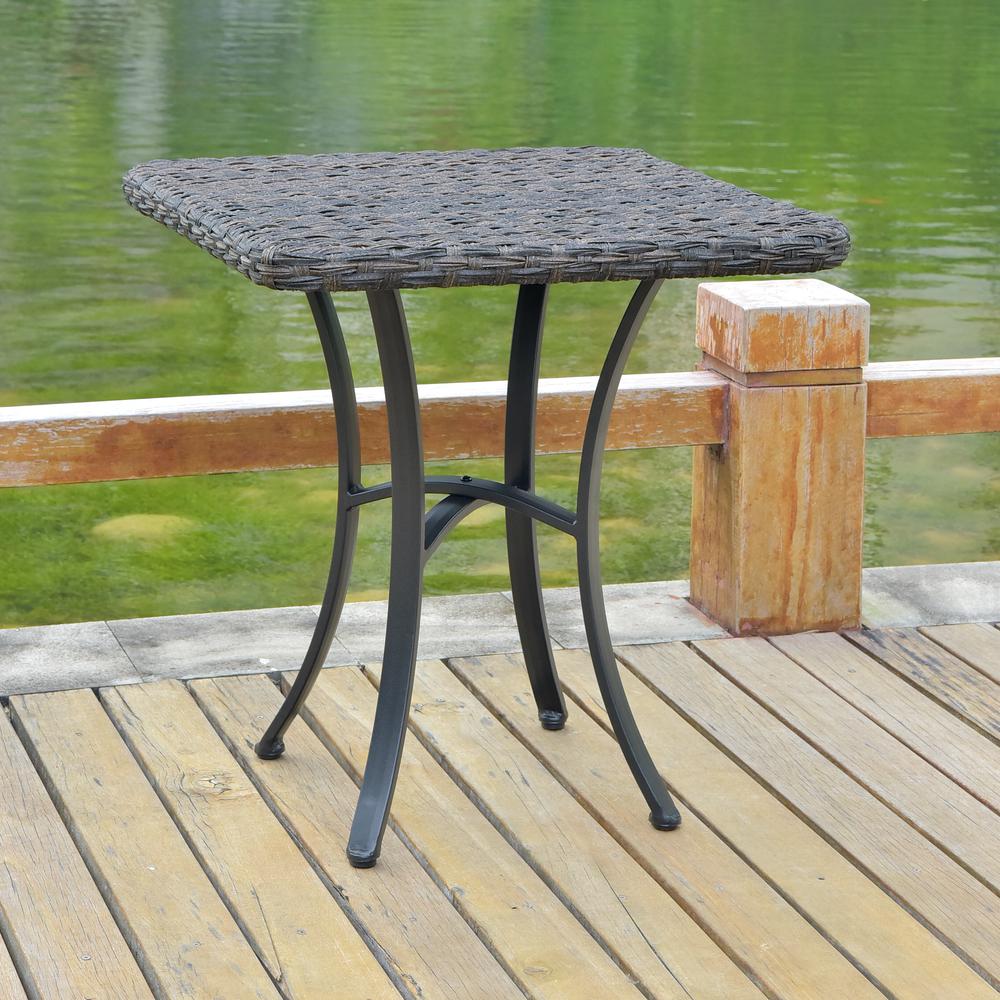 Ibiza Resin Pandan Aluminum Polywood Top Square Bistro Table. Picture 1
