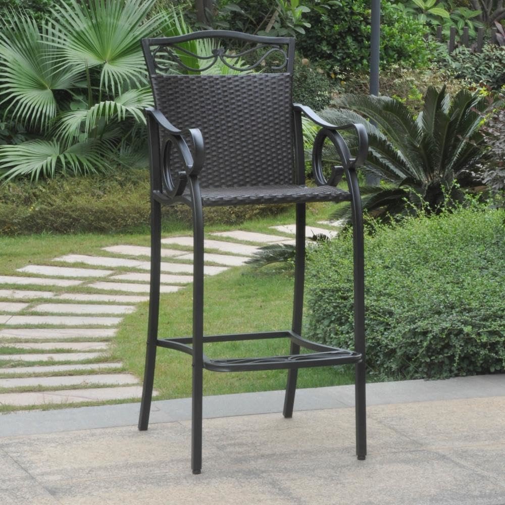 Set of 2 Valencia Resin Wicker/Steel Bar Bistro Chairs. Picture 1