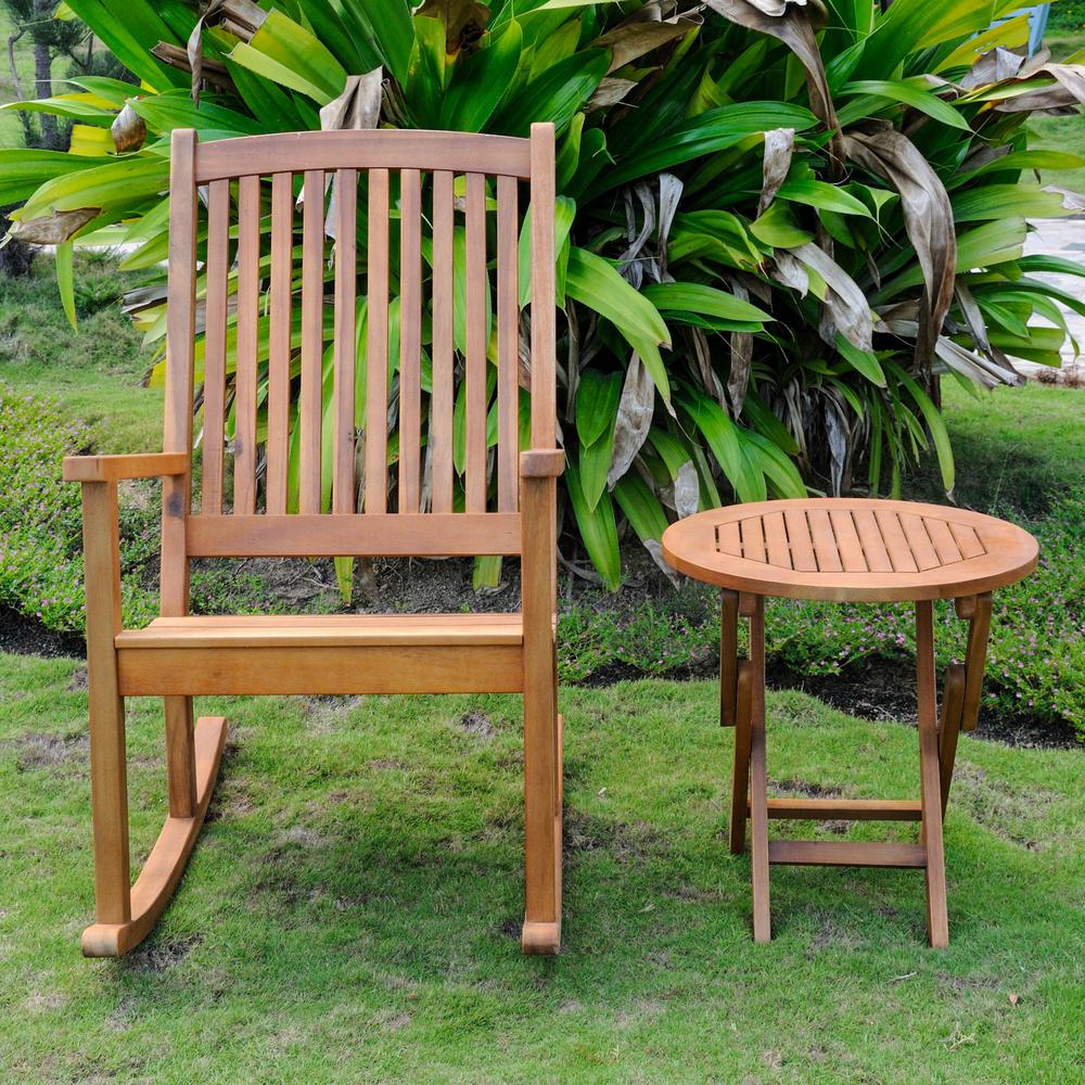 Nicosia Acacia Wood Rocker and Side Table. Picture 1