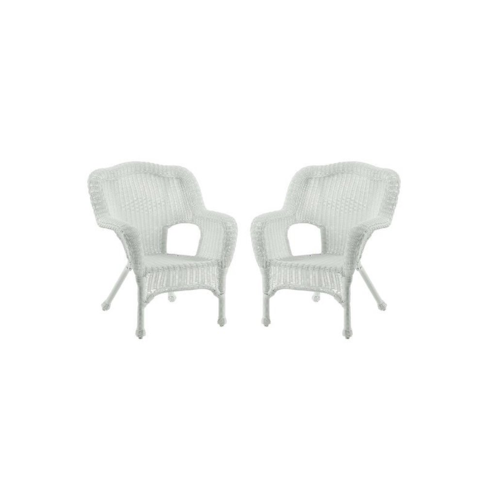Camelback Resin Wicker Patio Chairs, White (Set of 2). Picture 1