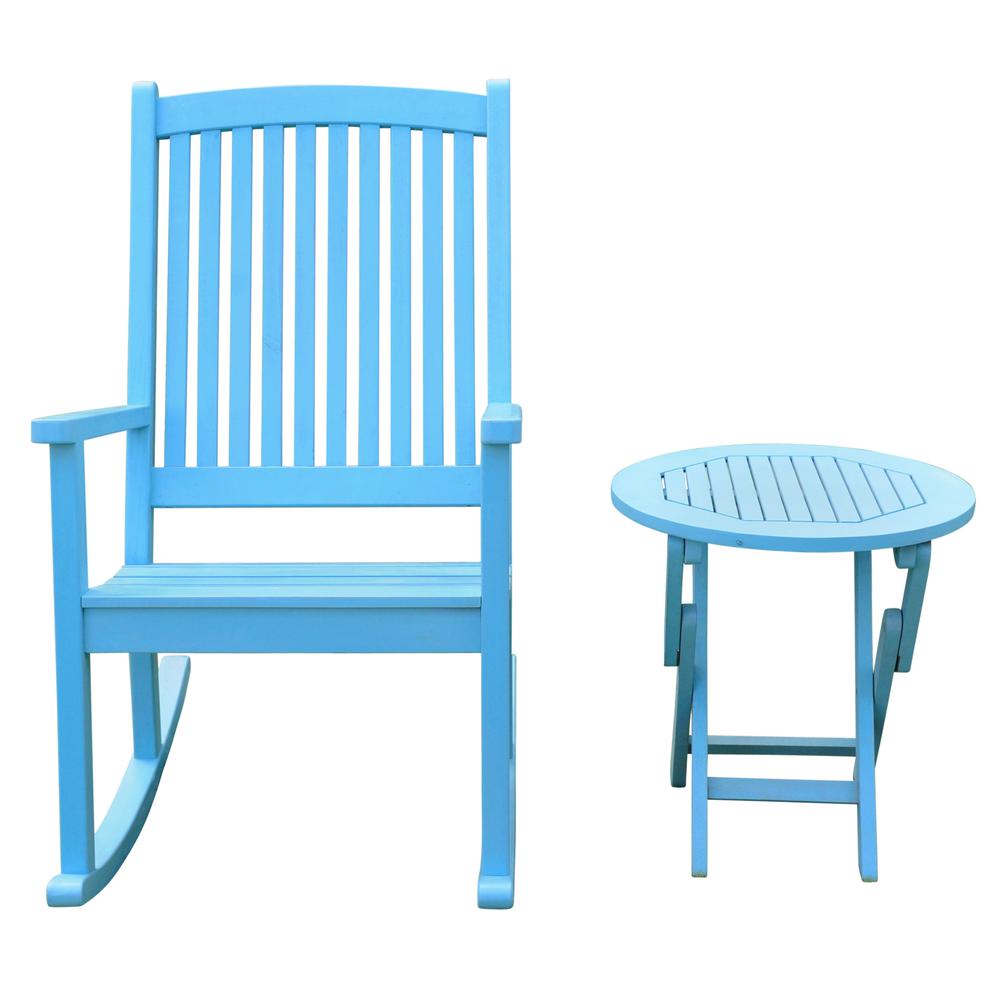 Nicosia Acacia Wood Rocker and Side Table. Picture 1
