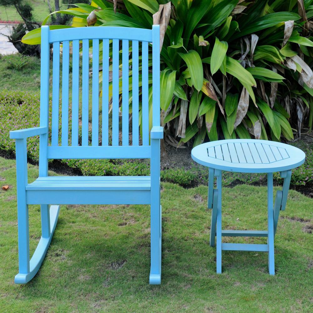 Nicosia Acacia Wood Rocker and Side Table. Picture 2
