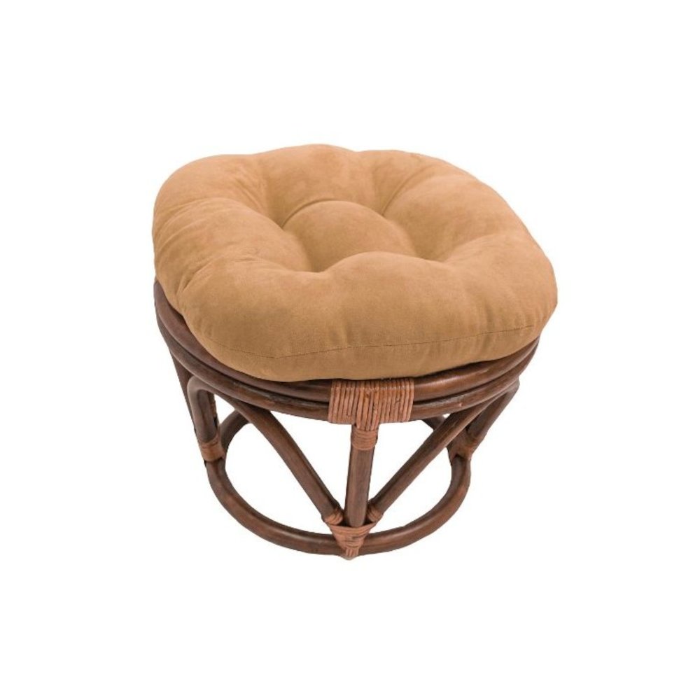 Rattan Ottoman with Micro Suede Cushion. Picture 1