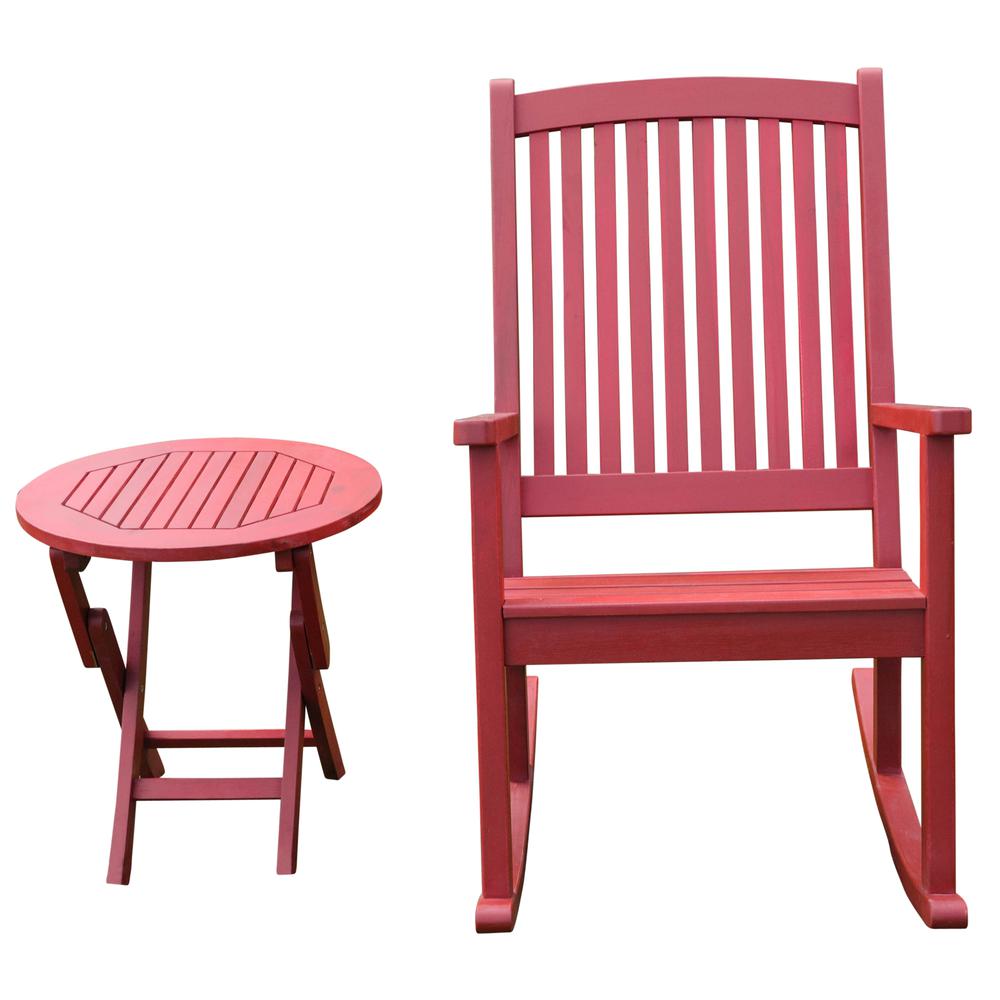 Nicosia Acacia Wood Rocker and Side Table. Picture 1