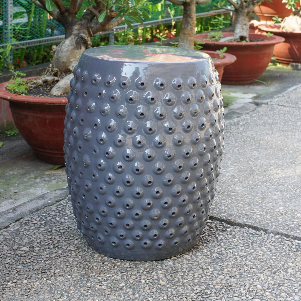 Perforated Drum Ceramic Garden Stool. Picture 1