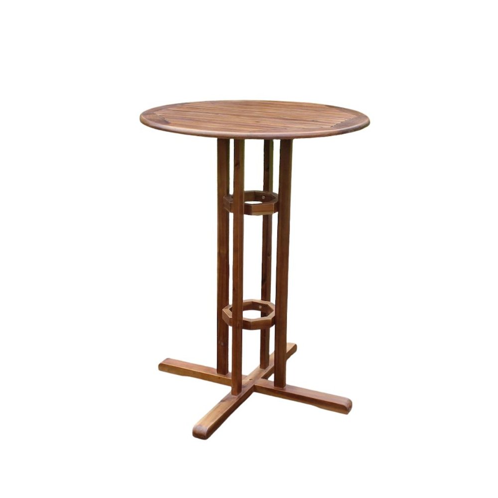 Bar-Height Bistro Table, Acacia Wood, Square Outdoor Stool Table, Brown. Picture 1