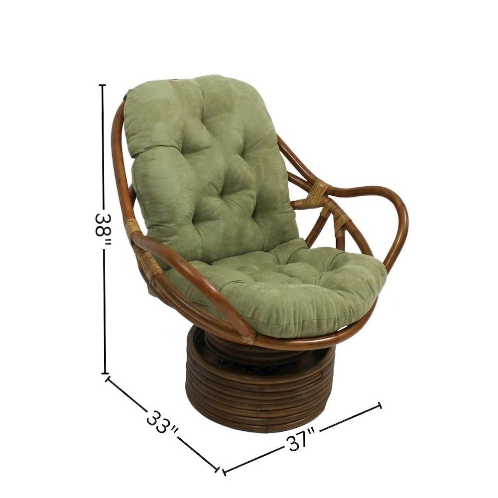 Swivel Rocker, Brown Rattan and Micro Suede Cushion, Sage Plush Seating. Picture 4