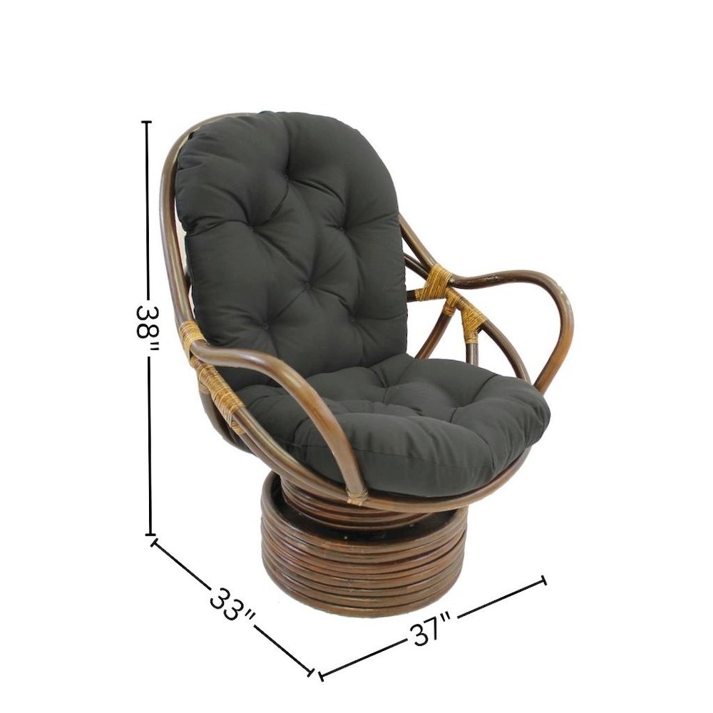 Swivel Rocker, Brown Rattan and Black Twill Cushion, Smooth Glider, Outdoor. Picture 4