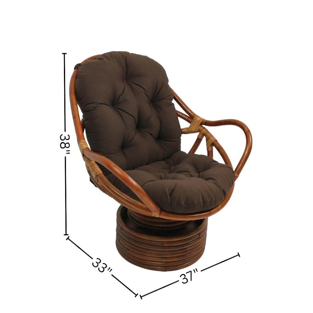 Swivel Rocker, Brown Rattan and Chocolate Twill Cushion, Comfortable Outdoor. Picture 4