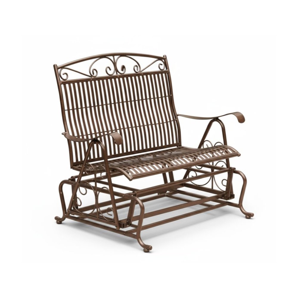 Double Iron Glider in Bronze Finish, Durable All-Weather Outdoor Rocking Chair. Picture 1