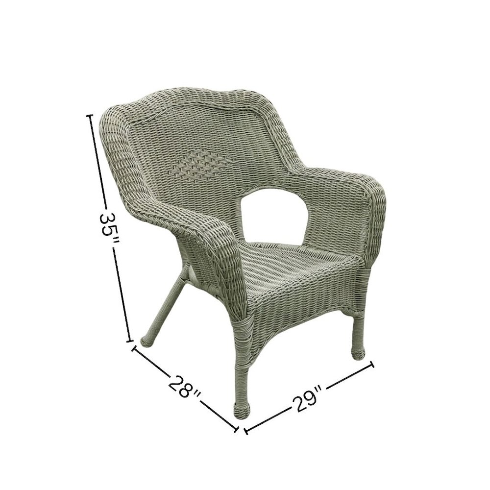 Patio Chair, Moss Wicker, Stackable, Steel Frame and Camelback Design. Picture 4