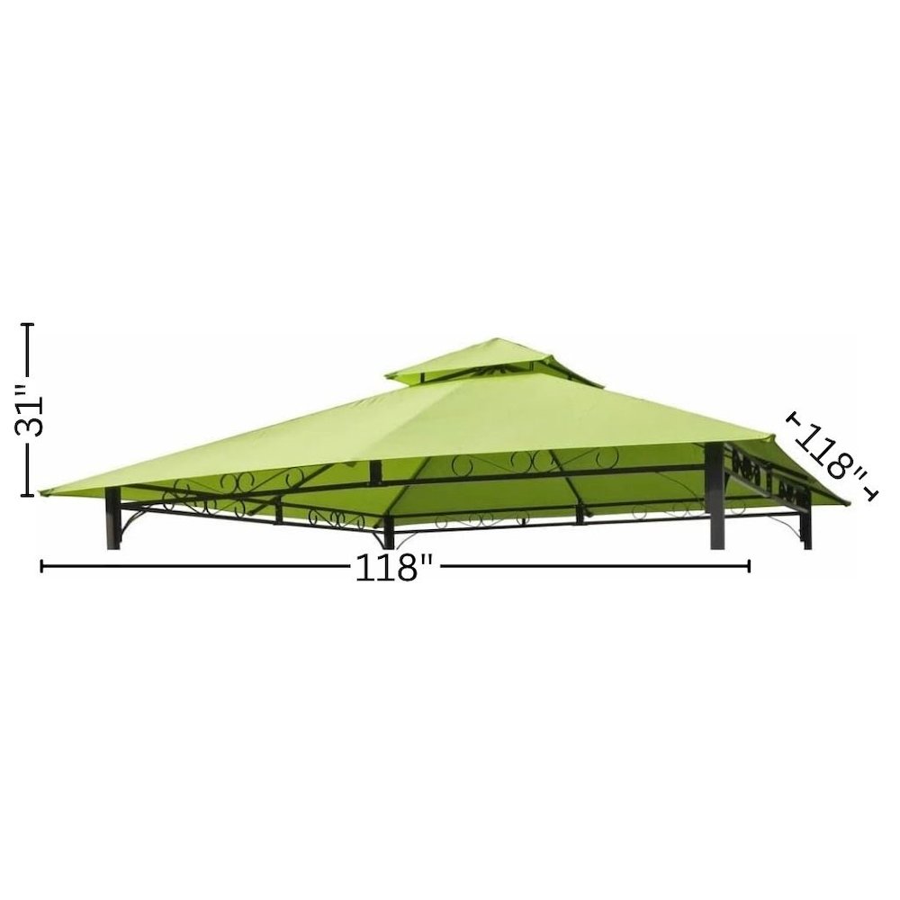Replacement Canopy, Green Polyester Fabric, 10 ft. Vented Gazebo Top. Picture 4