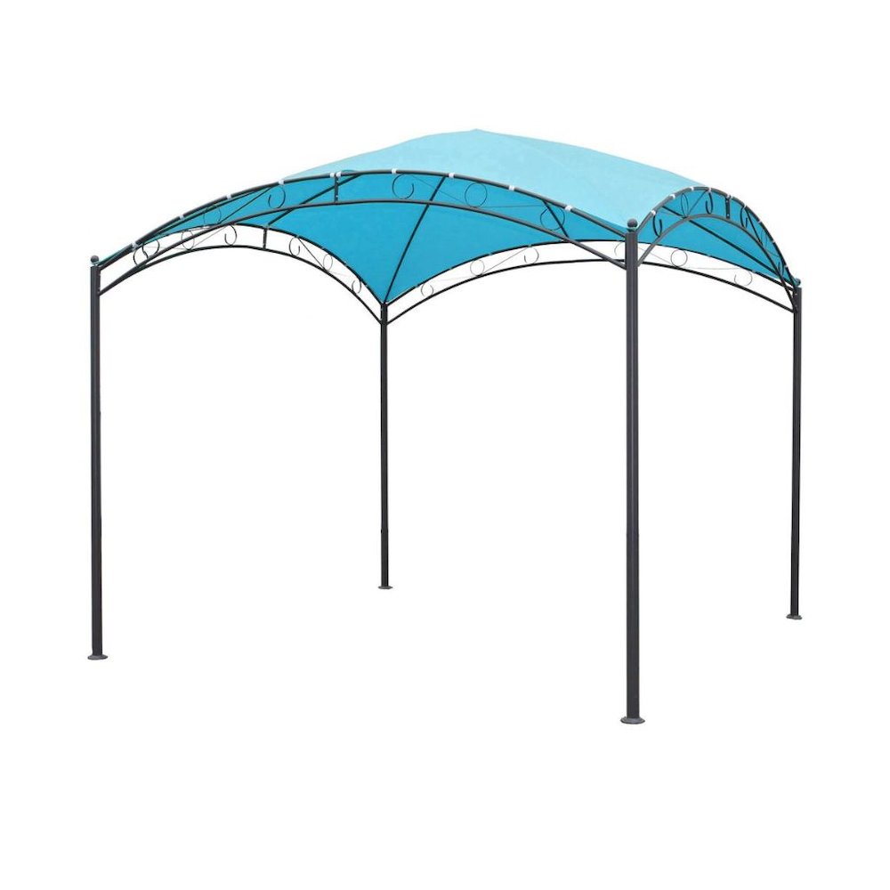 Square Gazebo, 10 Ft Dome Top with Steel Frame, Aqua Blue Canopy. Picture 1