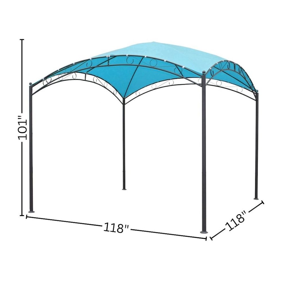 Square Gazebo, 10 Ft Dome Top with Steel Frame, Aqua Blue Canopy. Picture 4