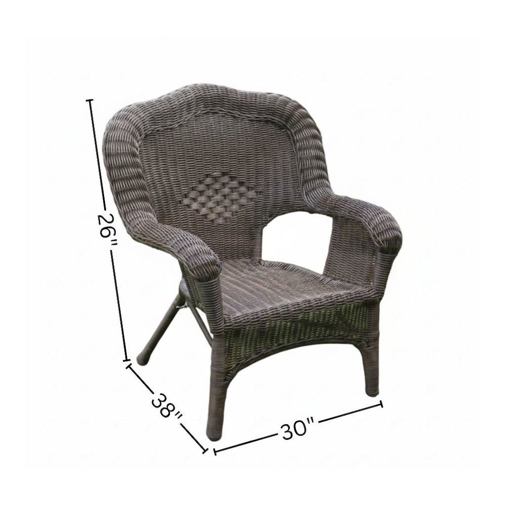 Patio Chair, Dark Brown Wicker, Stackable, Steel Frame, Camelback. Picture 4
