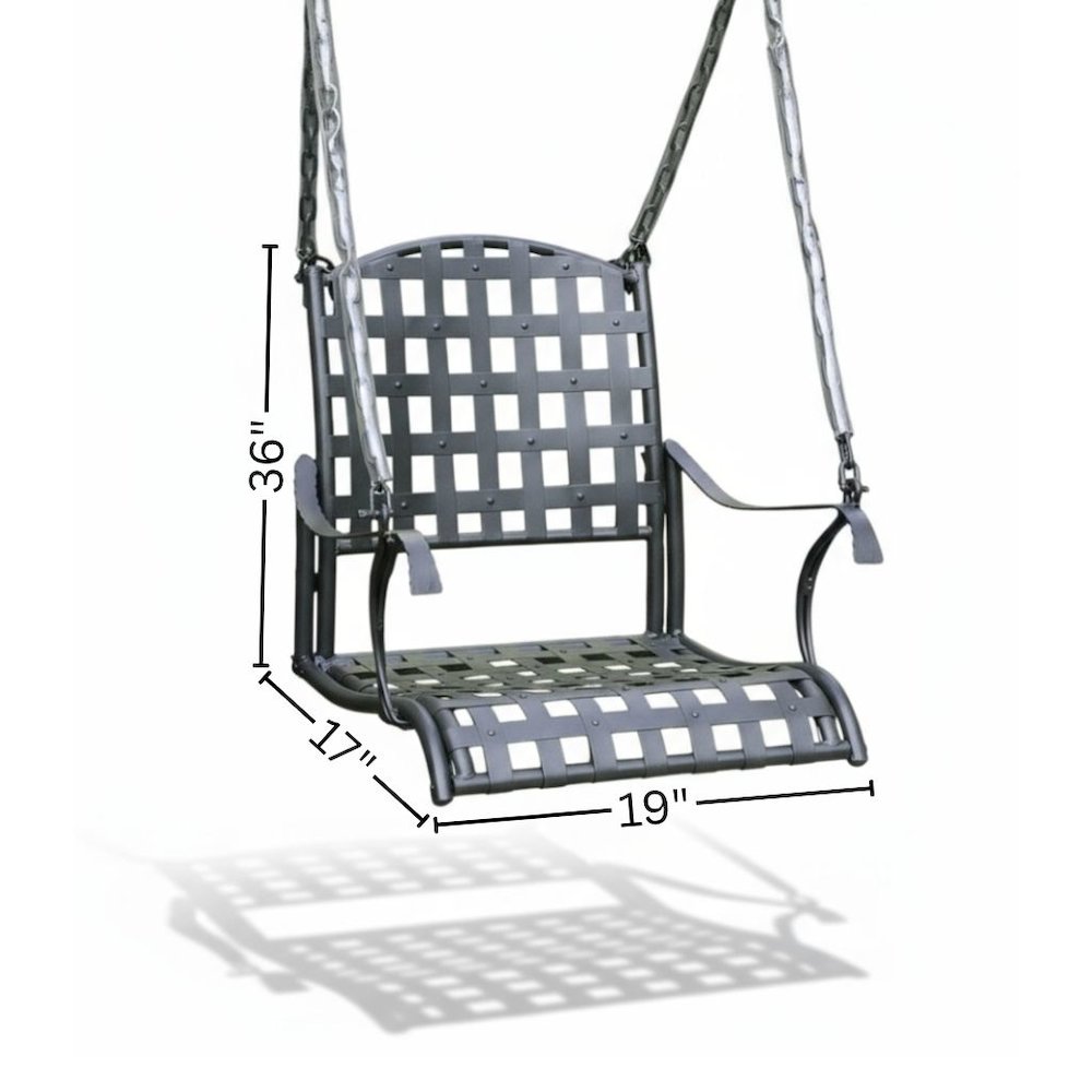 Single Swing, Black Iron, Durable All-Weather Patio Hanging Seat. Picture 4