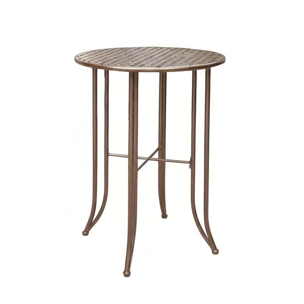 Bar Height Round Table, Bronze Iron with Intricate Detail, Durable Outdoor Patio. Picture 1