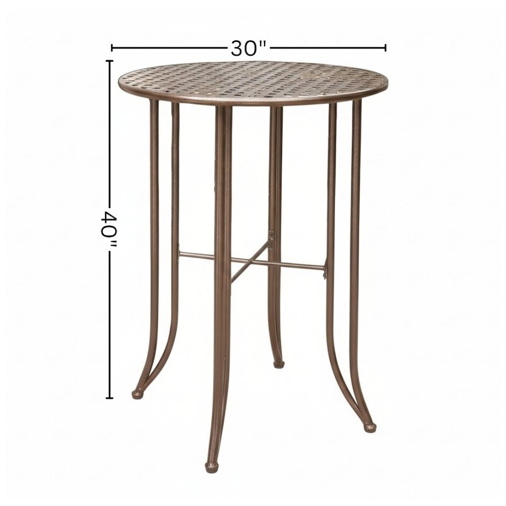 Bar Height Round Table, Bronze Iron with Intricate Detail, Durable Outdoor Patio. Picture 4