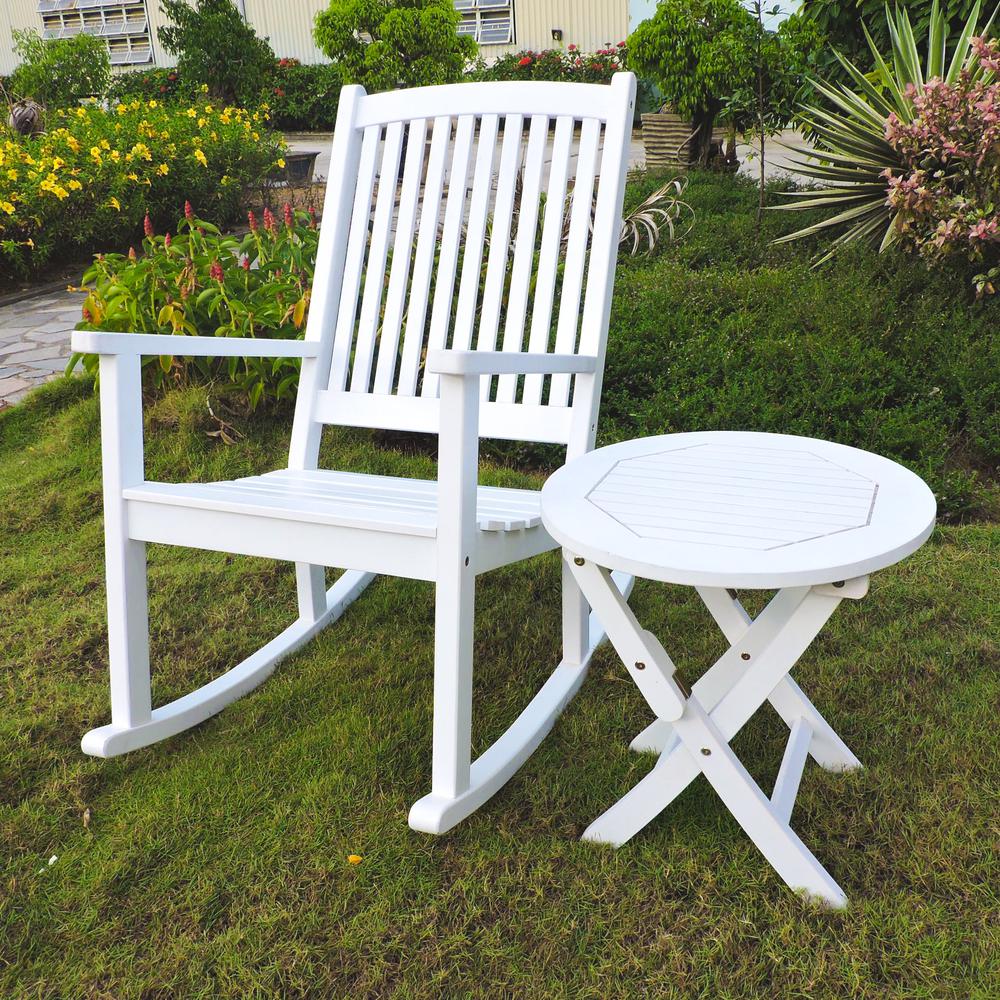 Nicosia Acacia Wood Rocker and Side Table. Picture 1