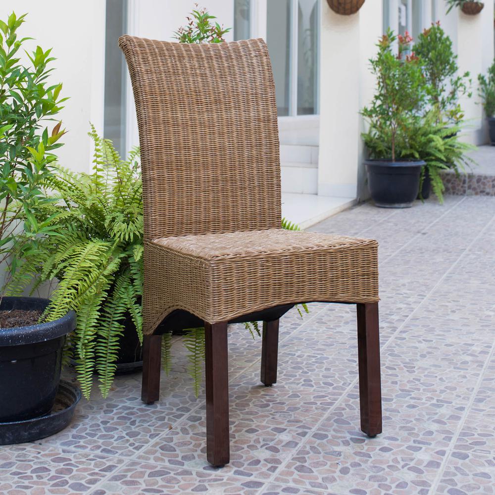 Campbell Rattan Wicker Stained Dining Chair. Picture 1