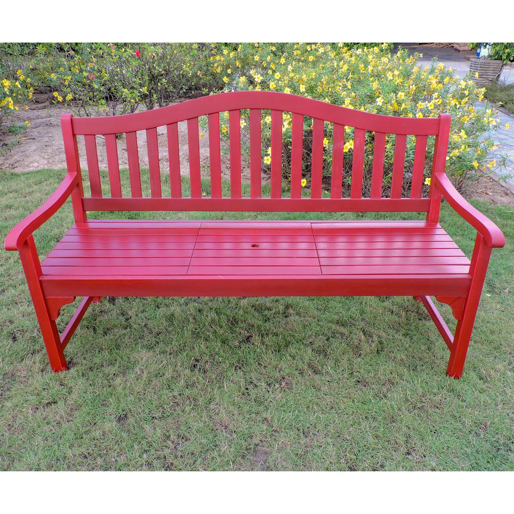Royal Fiji Acacia 59-inch Camel back 63-inch 3-seater Bench with Pop-up Table. Picture 1