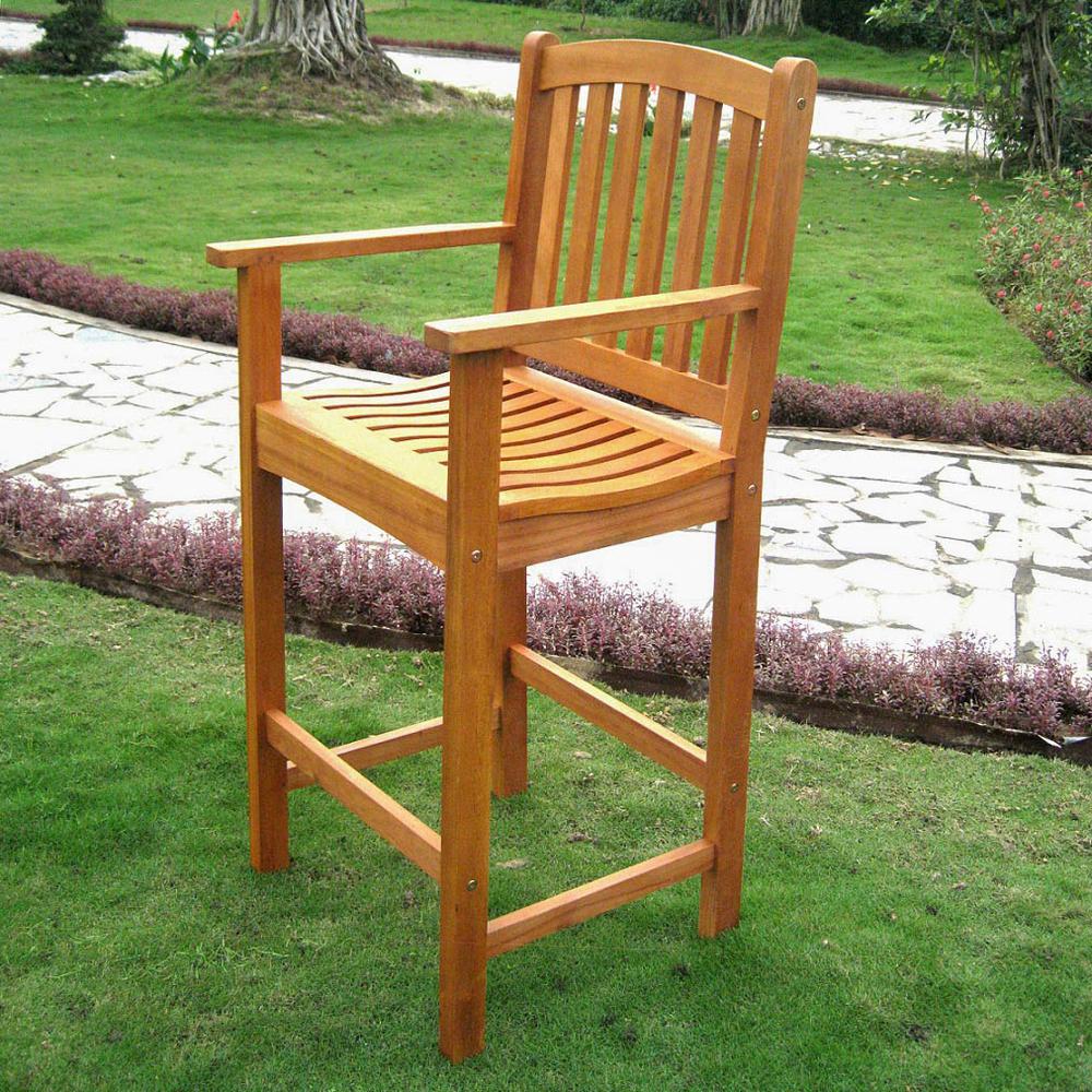 Royal Tahiti Wood Set of Two Bar Height Arm Chair. Picture 1