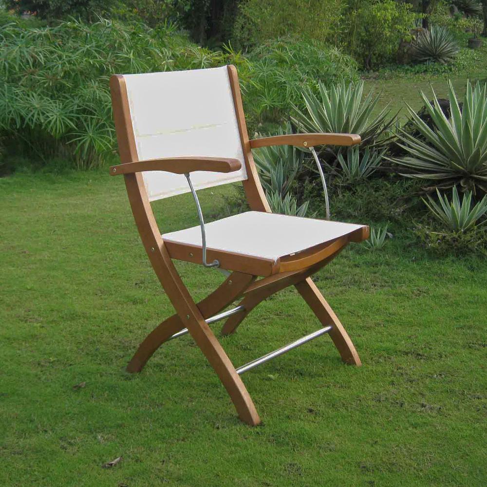 Royal Tahiti Ivory Textilene Folding Armchair. Picture 1