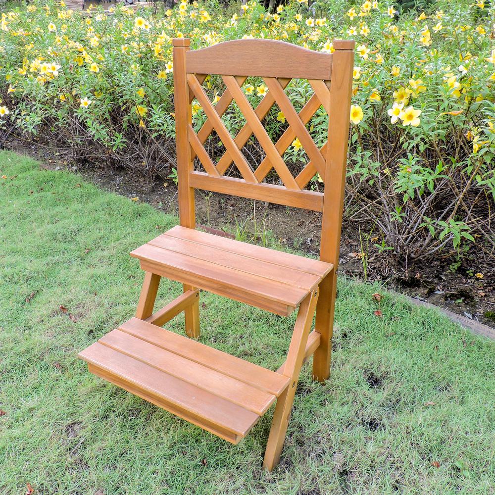 Royal Fiji Acacia 2-Tier Trelis Plant Stand. Picture 1