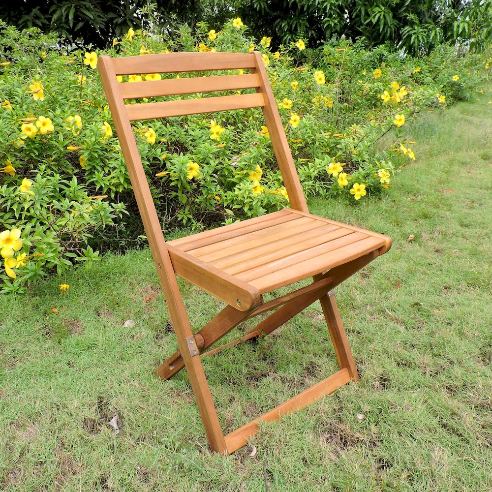 Acacia Wood Folding Chairs (Set of 2), Stain. Picture 2