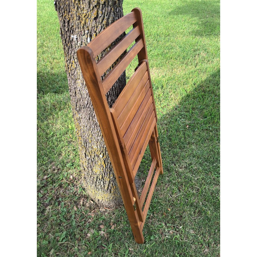 Acacia Wood Folding Chairs (Set of 2), Stain. Picture 3