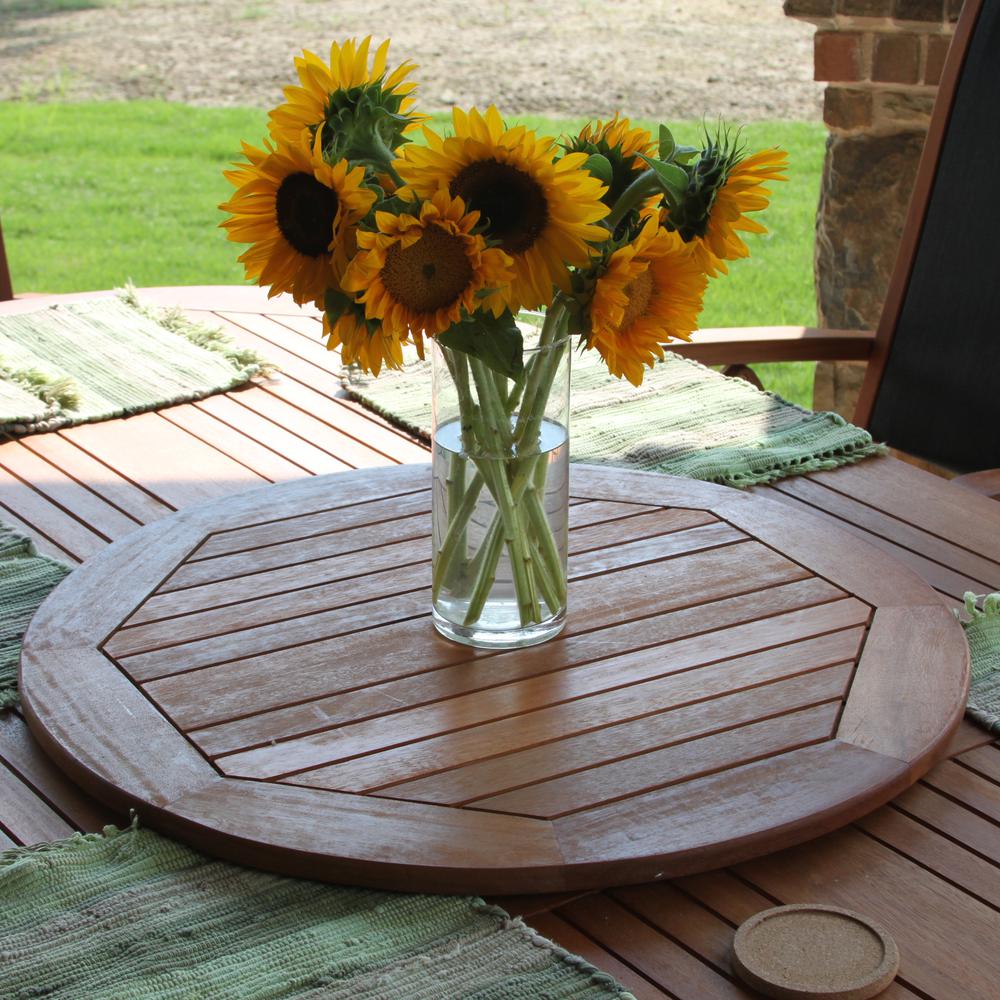 Royal Tahiti Outdoor 28" Round Lazy Susan with Umbrella Hole. Picture 1