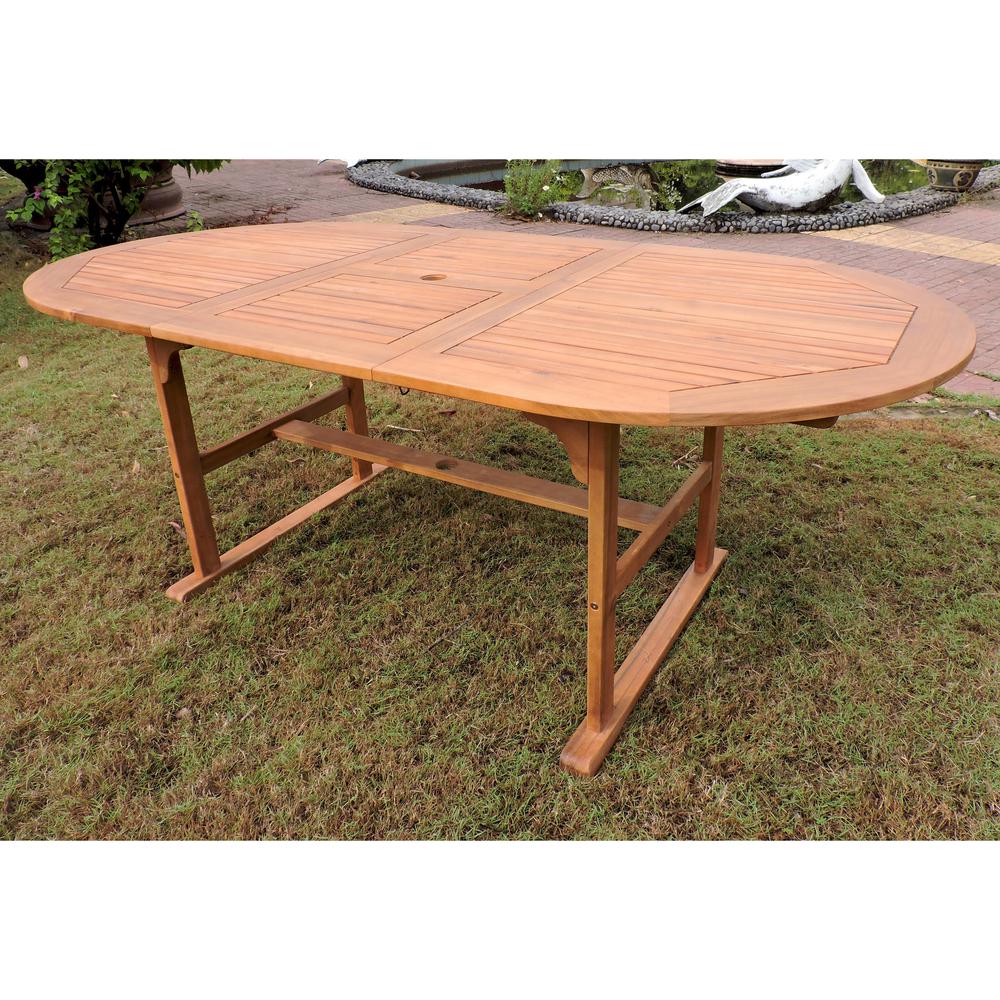 Royal Fiji 59-inch / 79-inch Acacia Oval Extendable Dining Table w/Fold Out Leaf, stain color. Picture 2