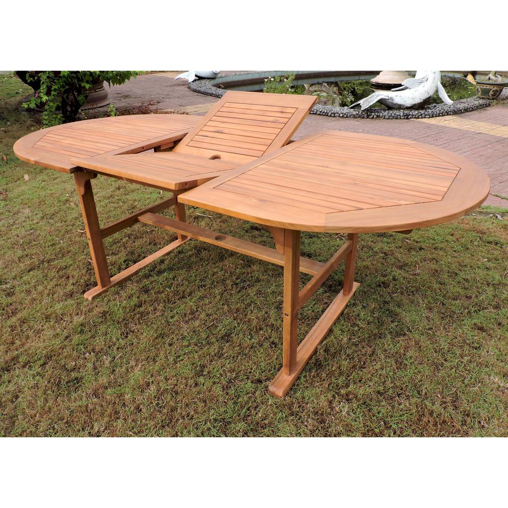Royal Fiji 59-inch / 79-inch Acacia Oval Extendable Dining Table w/Fold Out Leaf, stain color. Picture 1