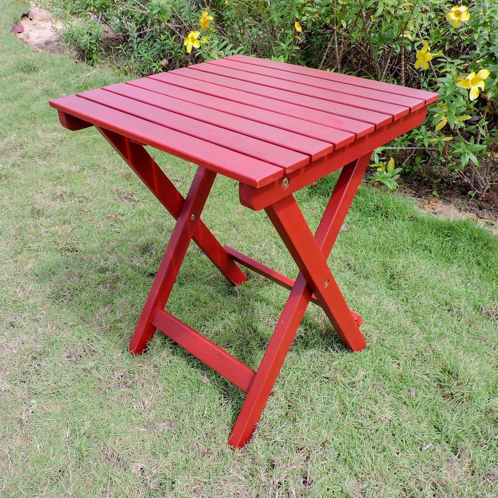 Royal Tahiti Acacia 16-inch Round Folding Side Table. Picture 1