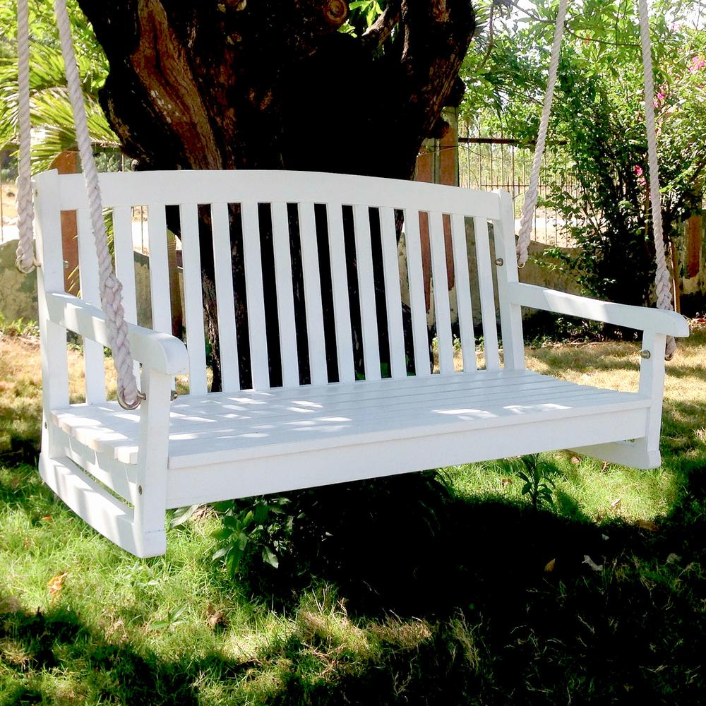 Acacia Two Seater Swing With Curved Back. Picture 1
