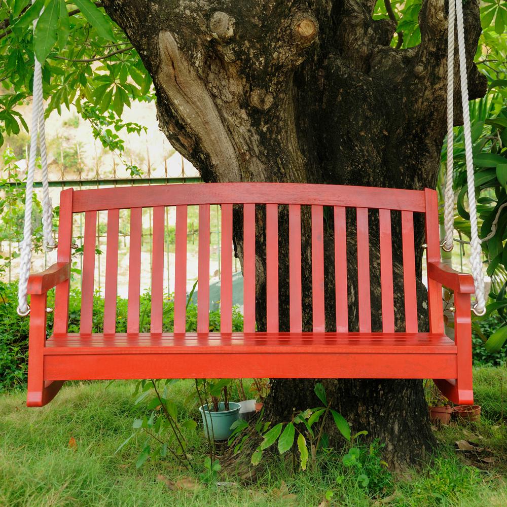 Acacia Two Seater Swing With Curved Back. Picture 1