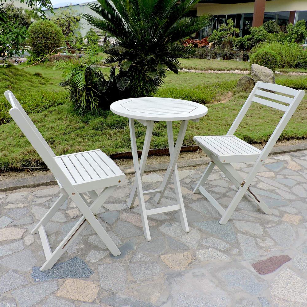 Set of 3 Acacia Folding Bistro Set. Picture 1