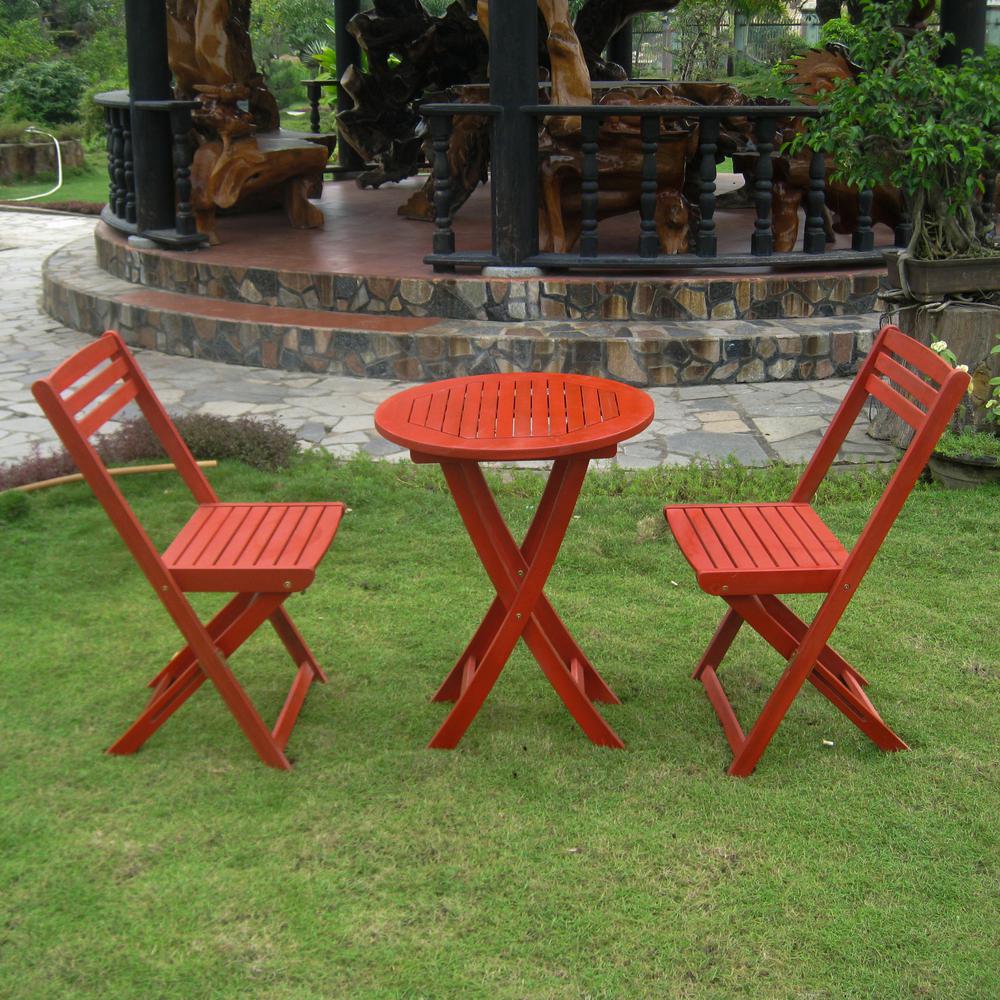 Set of 3 Acacia Folding Bistro Set. Picture 1