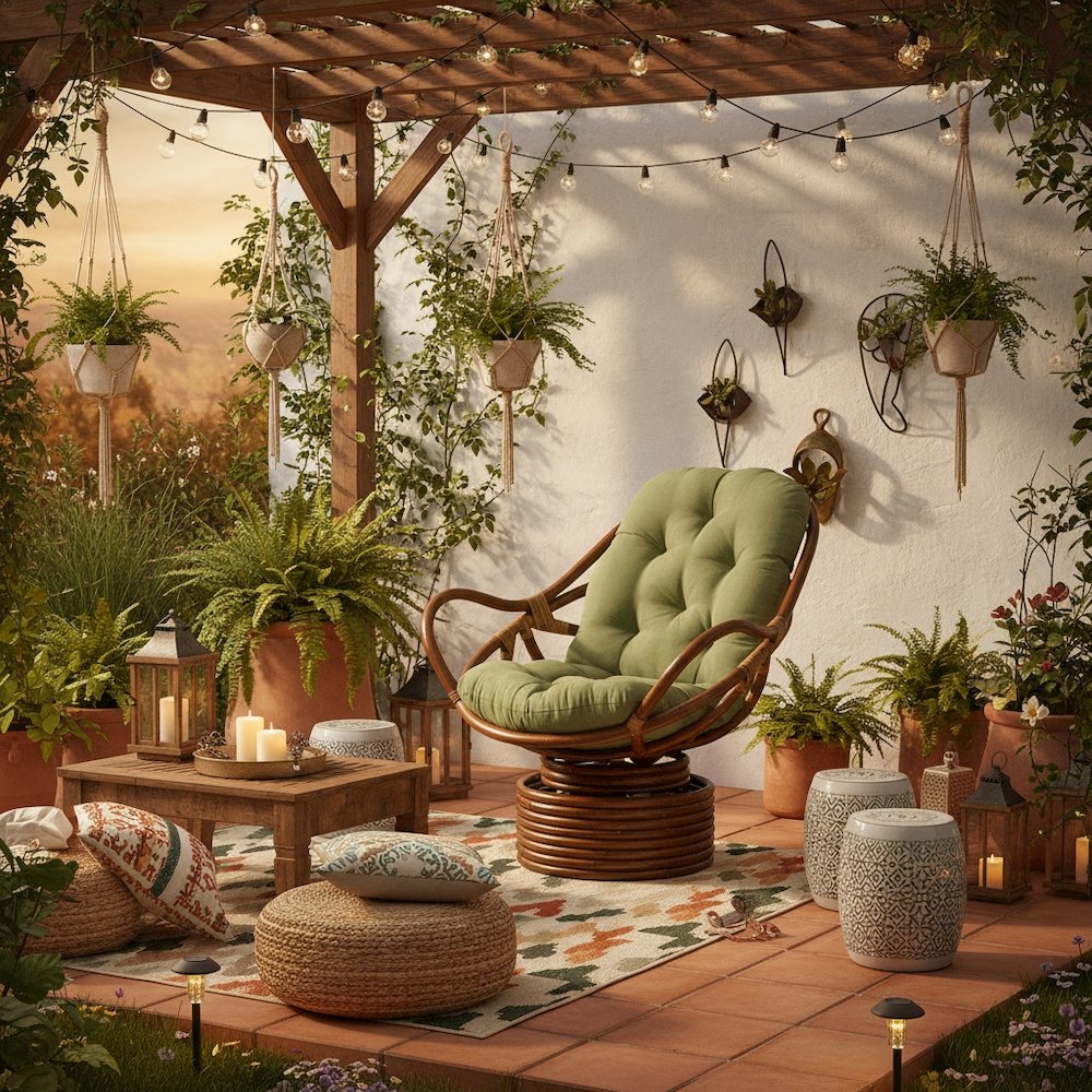 Swivel Rocker, Brown Rattan and Micro Suede Cushion, Sage Plush Seating. Picture 2