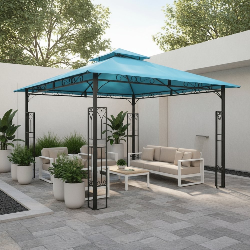 Replacement Canopy in Aqua Blue Polyester, 10 ft. Vented Gazebo Top. Picture 2