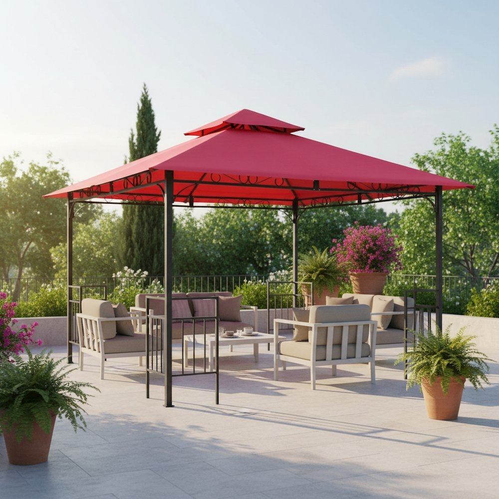 Replacement Canopy, Pink Polyester Fabric, 10-Foot Vented Gazebo Top. Picture 2