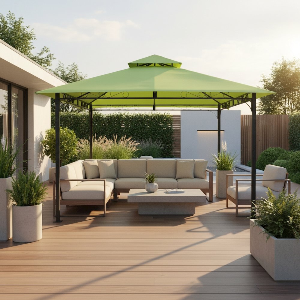 Replacement Canopy, Green Polyester Fabric, 10 ft. Vented Gazebo Top. Picture 2