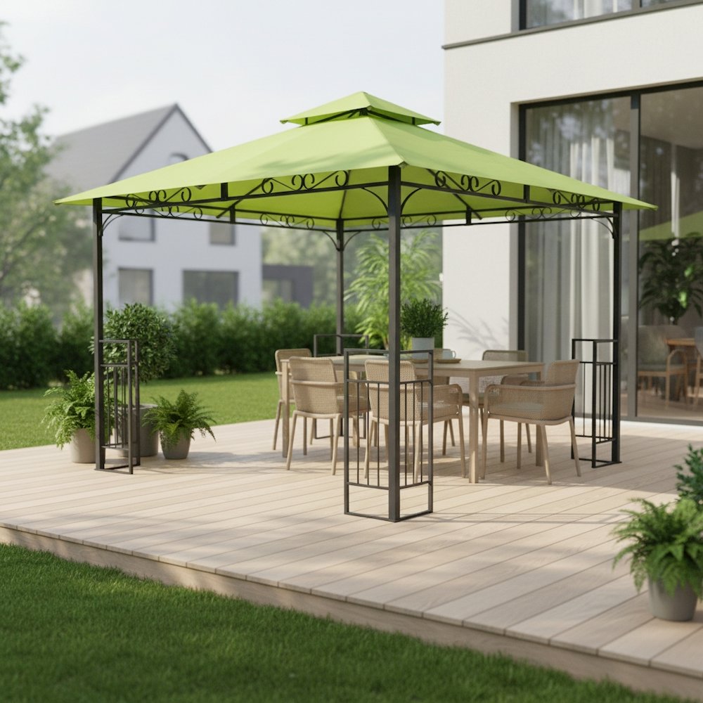Replacement Canopy, Green Polyester Fabric, 10 ft. Vented Gazebo Top. Picture 3