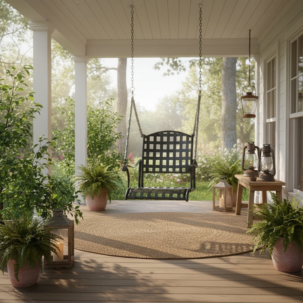 Single Swing, Black Iron, Durable All-Weather Patio Hanging Seat. Picture 2