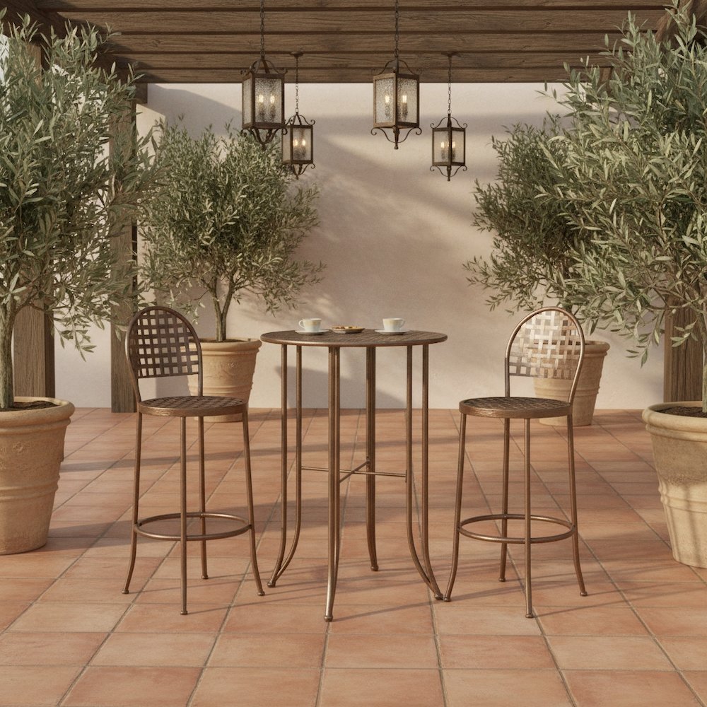 Bar Height Round Table, Bronze Iron with Intricate Detail, Durable Outdoor Patio. Picture 3